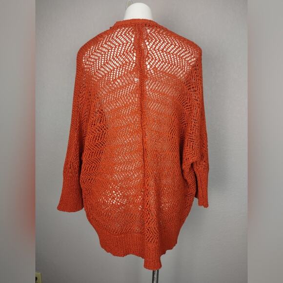 Tahari Burnt Orange Open Knit Cardigan Sweater Size Medium - Picture 3 of 13